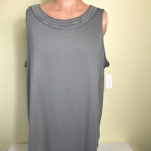 CJ Banks Gray Tanktop with Ribbed Neckline